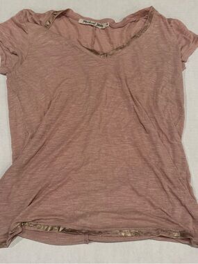 Michael Stars Dusty Rose Short Sleeve Tee with Metallic Trim